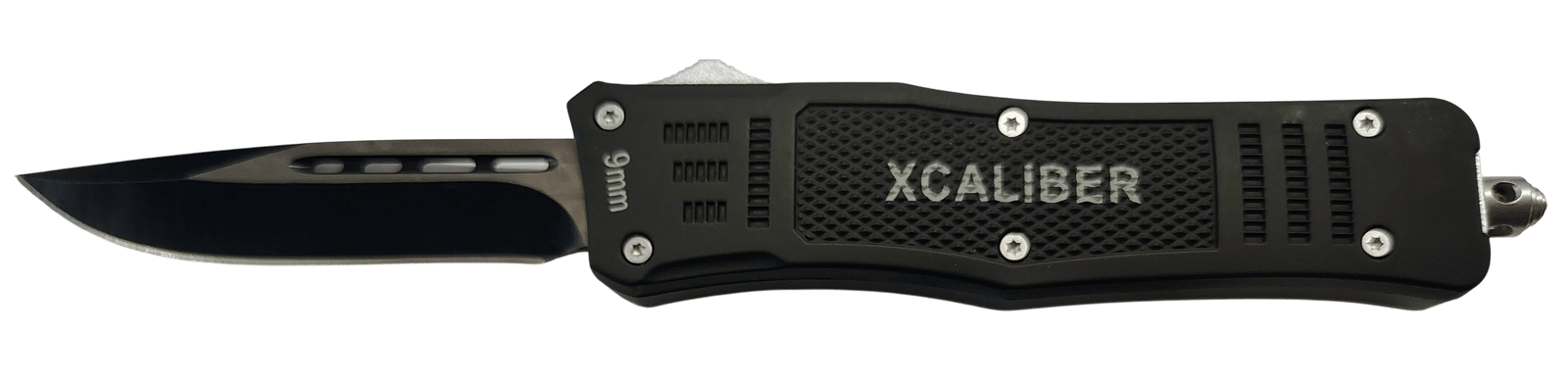 Xcaliber Knife Company  9mm  Medium 3.25" OTF Drop Point 440C SS Blade, 4.64" Steel Handle