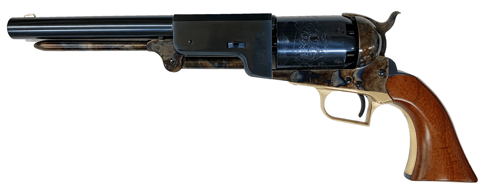 Cimarron CA020C00 1847 Walker Dragoon US 44 6 Shot 9" Blued Steel Barrel Blued Engraved Cylinder Color Case Hardened Steel Frame Walnut Grip Exposed Hammer