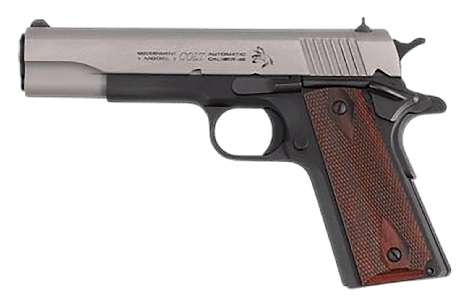 Colt Mfg O1911CTTE 1911 Government 45 ACP 8+1 5" Stainless Steel Serrated Slide, Matte Blued Steel Frame w/Beavertail, Double Diamond Checkered Wood Grip