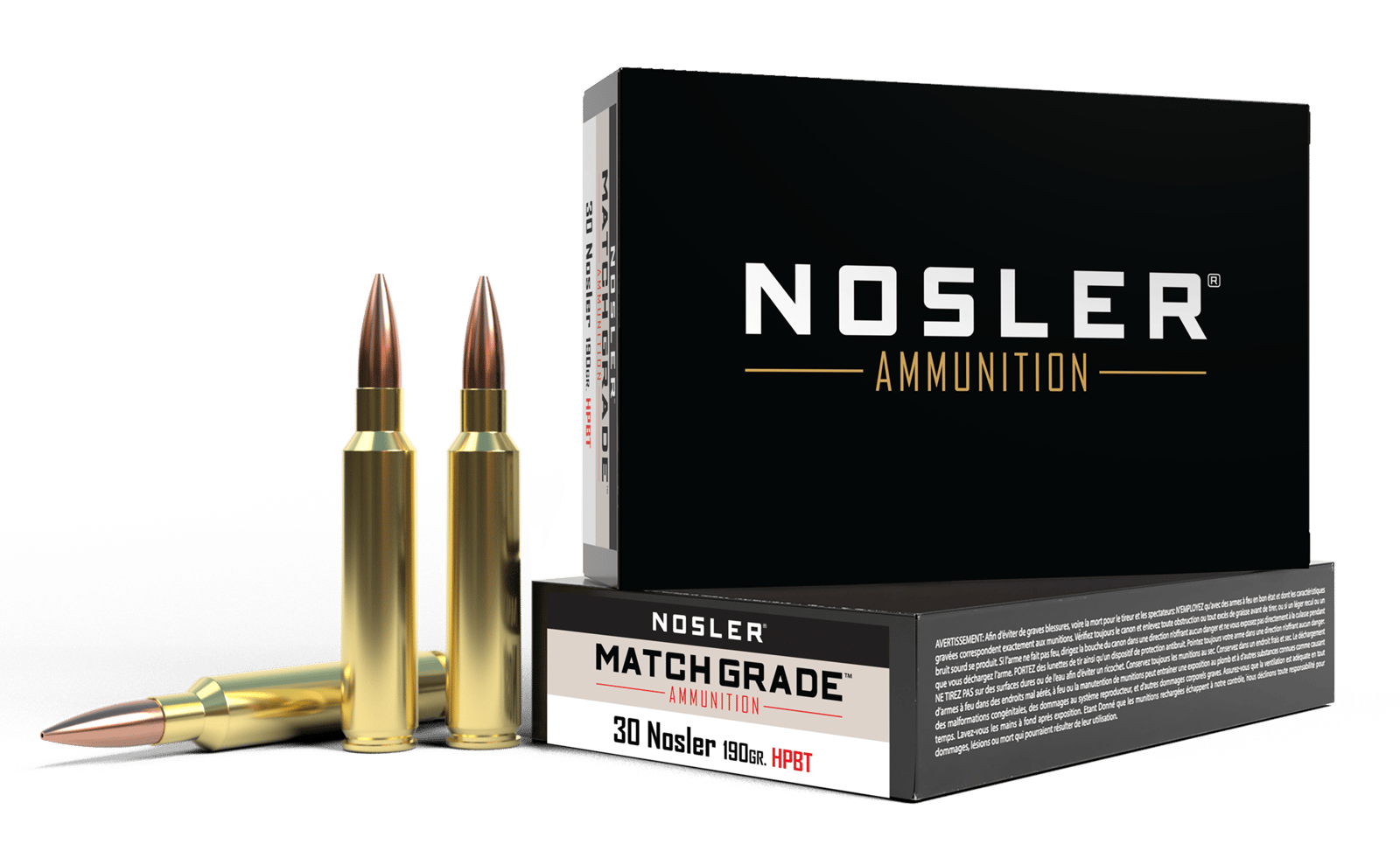Nosler 60029 Match Grade  30Nosler 190gr Custom Competition Hollow Point Boat Tail 20 Per Box/10 Case