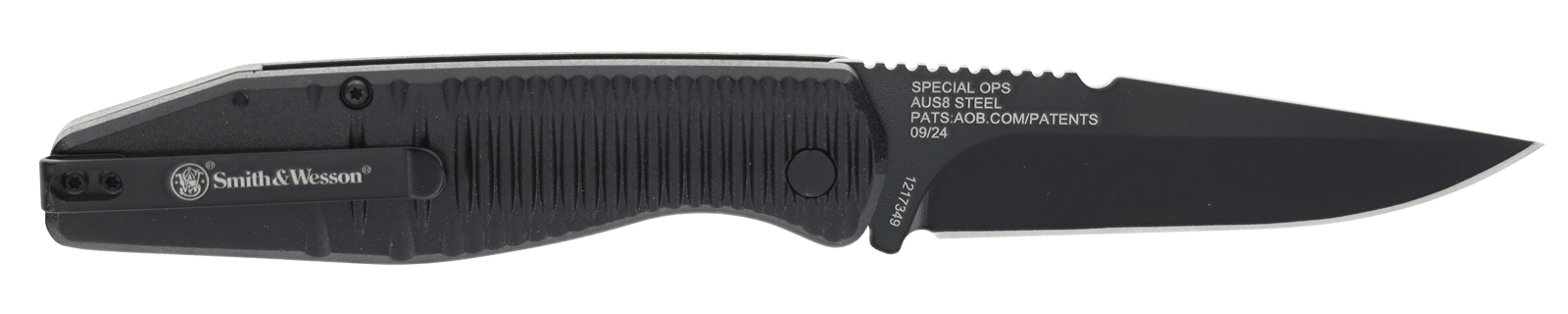 Smith & Wesson Knives 1215357 Special Ops  Full Size 3.40" Folding Drop Point Plain AUS-8A SS Blade Aluminum Handle
