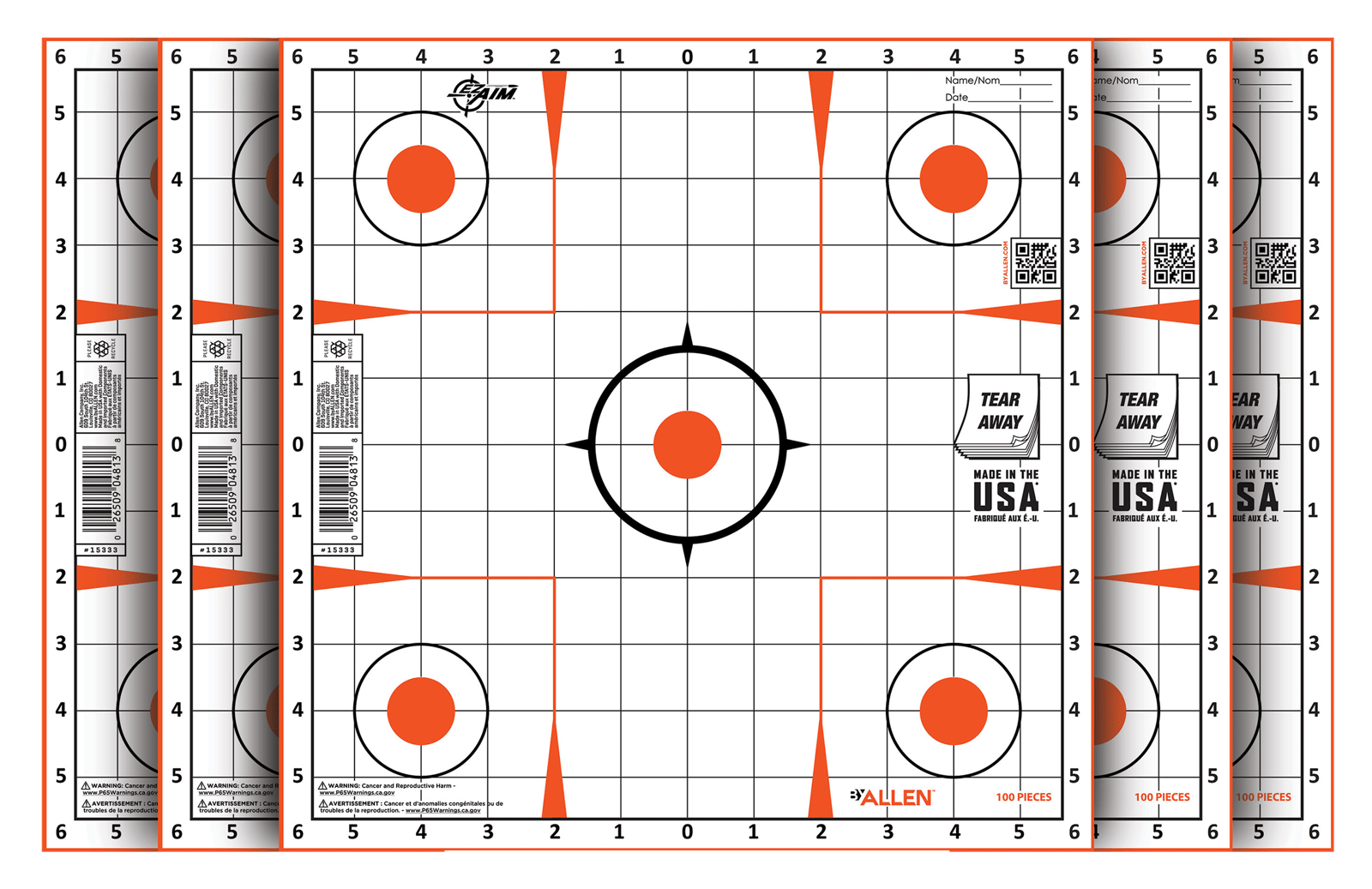 EZ-Aim 15333100 Sight-In  Grid Paper Self-Adhesive 12" x 12" Orange/White 100 Per Pack