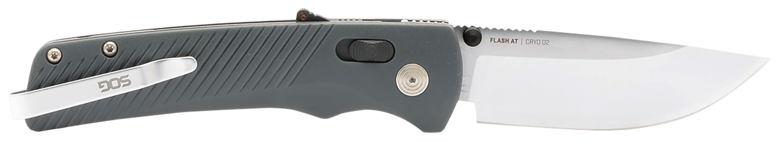S.O.G SOG11181141 Flash AT EDC 3.45" Folding Plain Satin Cryo D2 Steel Blade, Urban Grey GRN Handle, Peg Box Pkg