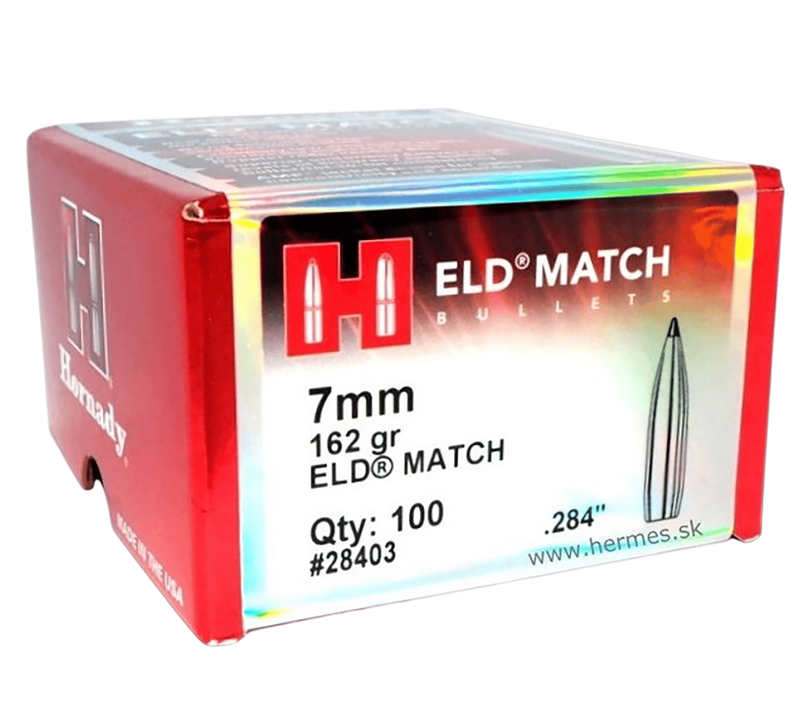 Hornady 28403 ELD Match  7mm .284 162 gr Extremely Low Drag Match 100 Per Box/ 15 Case