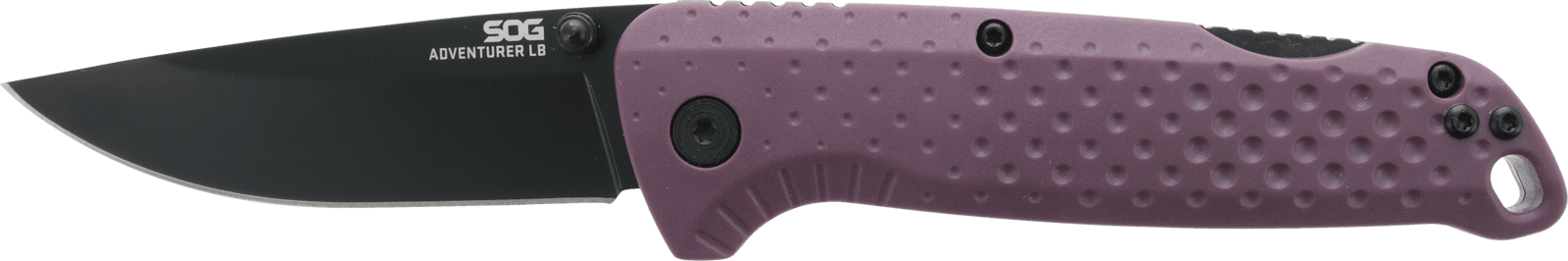 S.O.G SOG13110443 Adventure LB 3.50" Folding Drop Point Plain Black TiNi 5Cr15MoV Blade, Dark Purple Textured GRN Handle