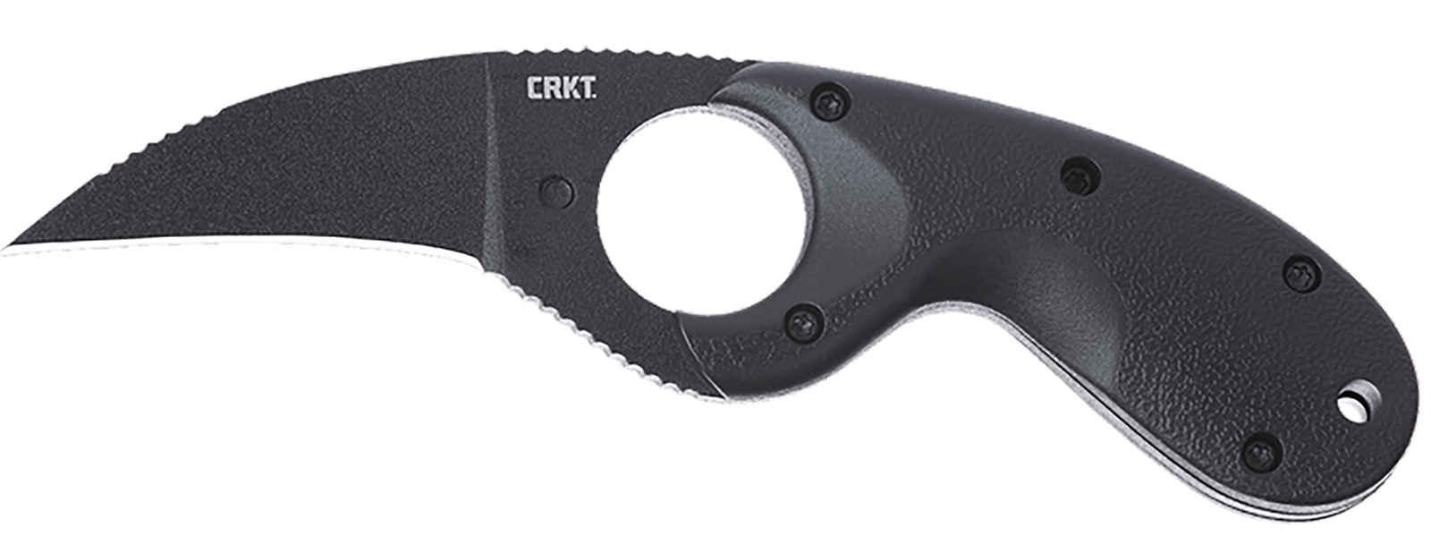 CRKT 2516K Bear Claw  2.39" Fixed Hawkbill Plain Black Powder Coated AUS-8A SS Blade, Black Textured GRN Handle