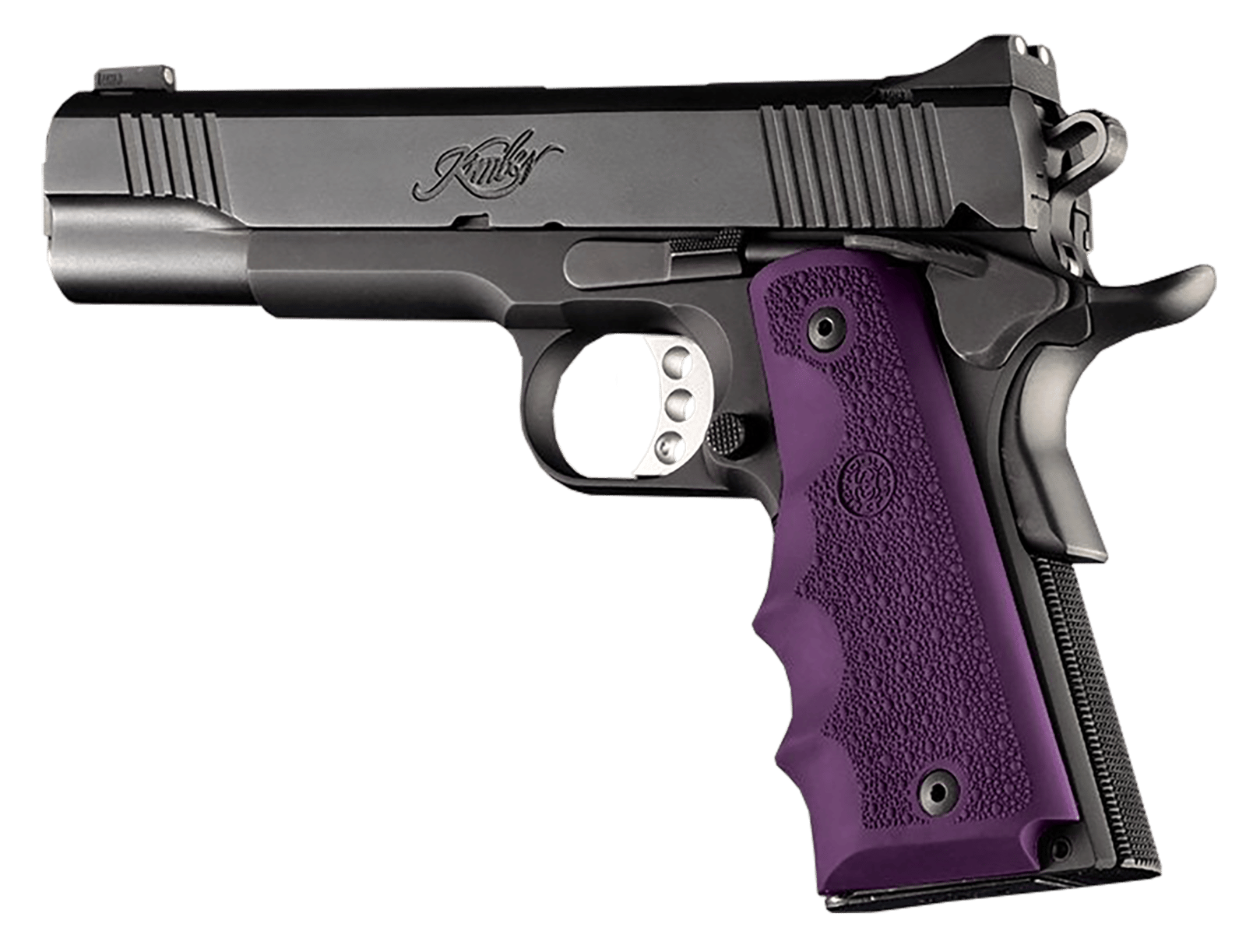Hogue 45006 OverMolded Grip Cobblestone Purple Rubber with Finger Grooves for 1911 Government