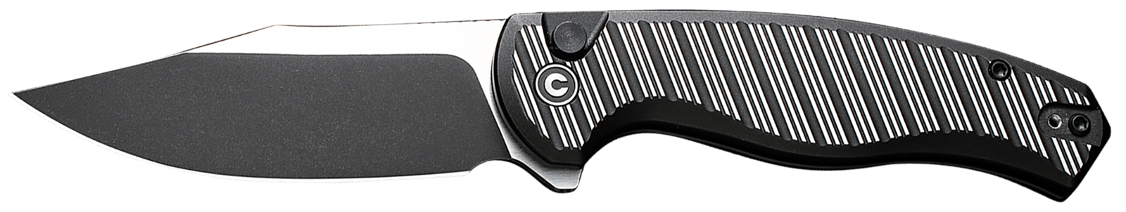 Civivi Knives C23040B-1 Stormhowl  3.30" Folding Clip Point Plain Black Stonewashed Nitro-V Steel Blade, Milled Black Aluminum Handle