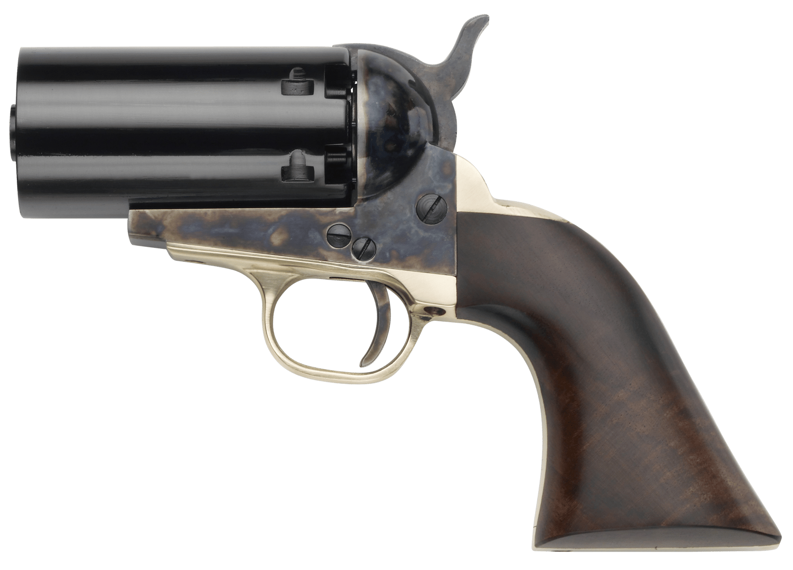 Pietta PF51PEPPER36 1851 Navy "Yank" Pepperbox 36 Cal 6rd Color Case Hardened Frame, Walnut Grip, No Barrel