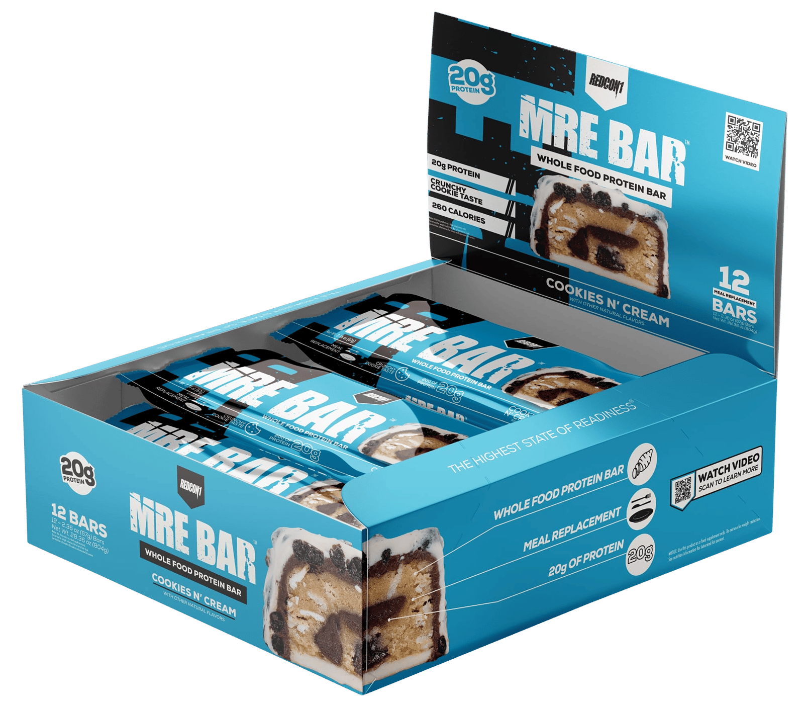 Redcon1 RC1MREBCC12 MRE Protein Bar Cookies N Cream 12 Pack
