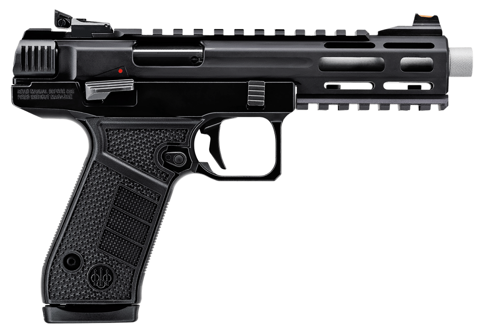 Beretta USA JB22TACMET15 B Series Jaguar Tac Full Size 22 LR 15+1 5.25" Stainless Threaded Barrel w/M-LOK Barrel Shroud, Black Picatinny Rail Slide, Black Metal Frame w/Picatinny Rail, Interchangeable