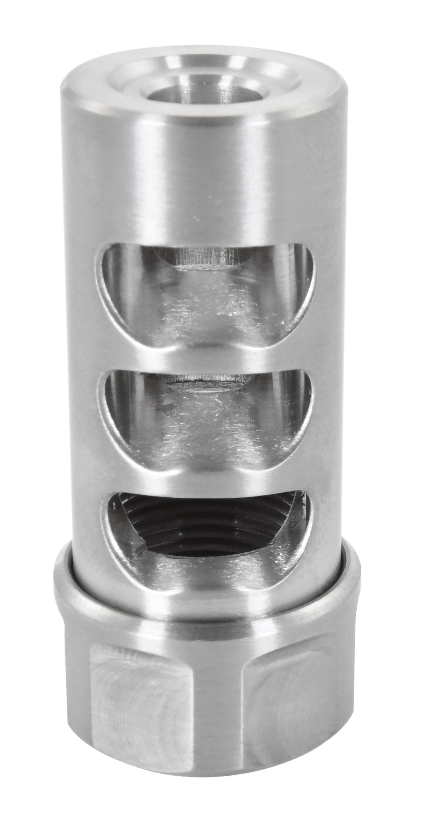 American Precision Arms G2M1230S Gen 2 Micro Bastard Self Timing Brake Stainless Steel with 1/2"-28 tpi Threads, 1.86" OAL & .750" Diameter for 30 Cal AR-Platform & Hunting Rifles