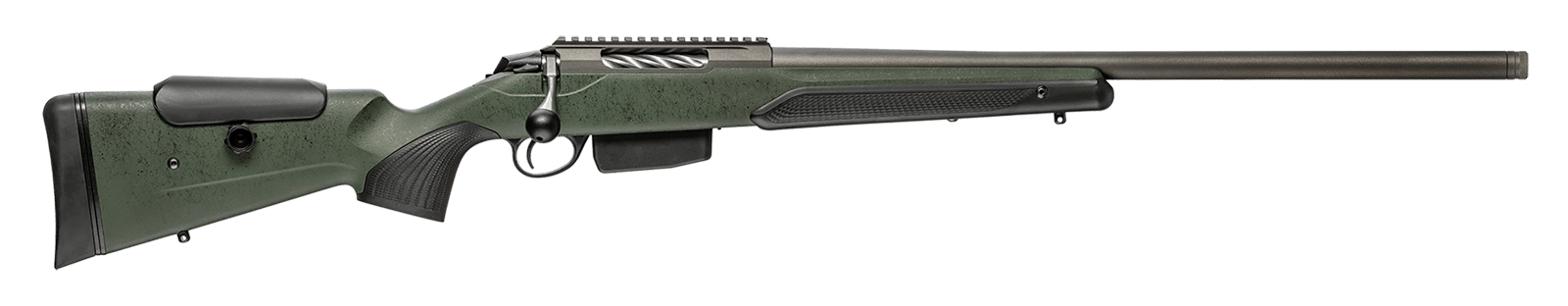 Tikka JRTXRSV312R8 T3x Super Varmint 223 Rem 5+1 23.70" Tungsten Cerakote Heavy Varmint Barrel, Tungsten Cerakote Steel Receiver, Black Webbed Green Modular w/Adj Cheek Rest Stock