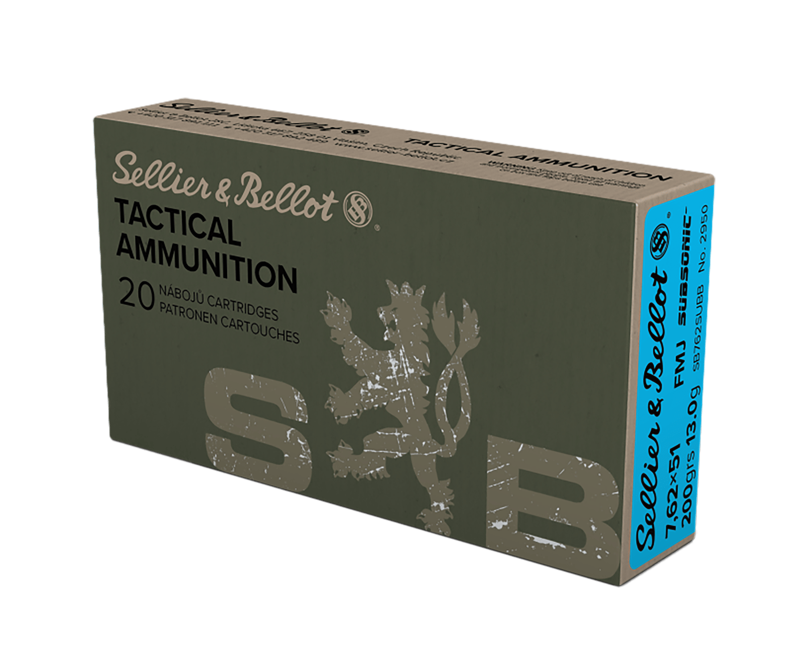Sellier & Bellot SB762SUBB Rifle  308Win 200gr Full Metal Jacket Subsonic 20 Per Box/25 Case