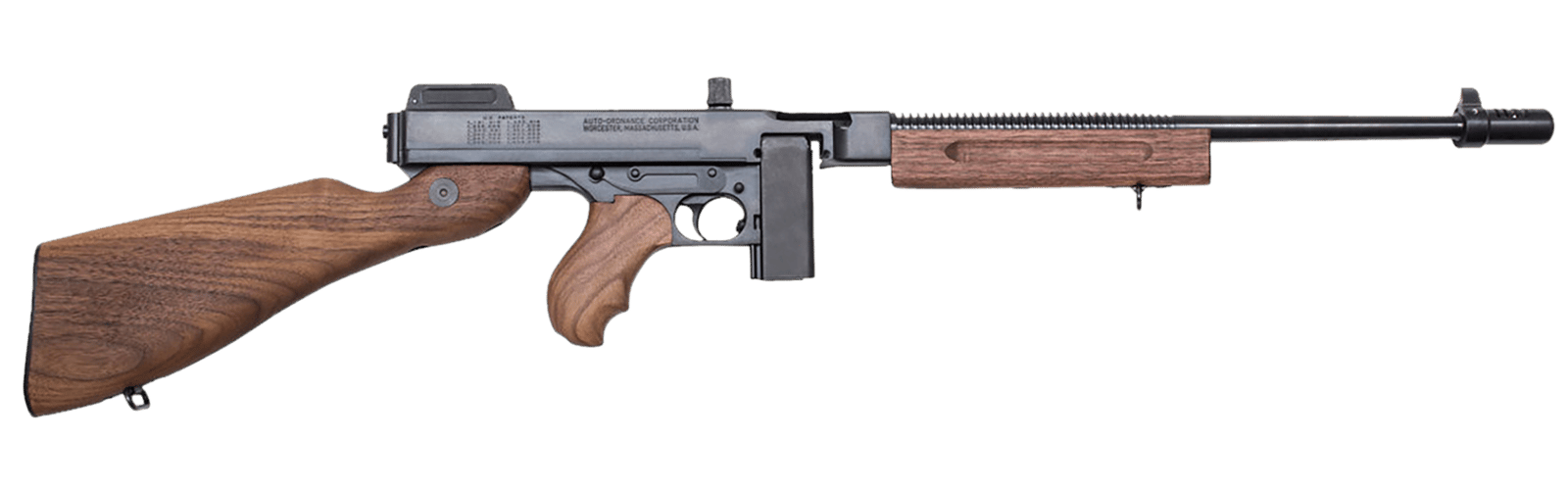 Thompson T110SH 1927A-1 Deluxe 45 ACP Caliber with 18" Barrel, 10+1 Capacity (Stick), Blued Metal Finish, American Walnut Stock Horizontal Wood Grip Right Hand
