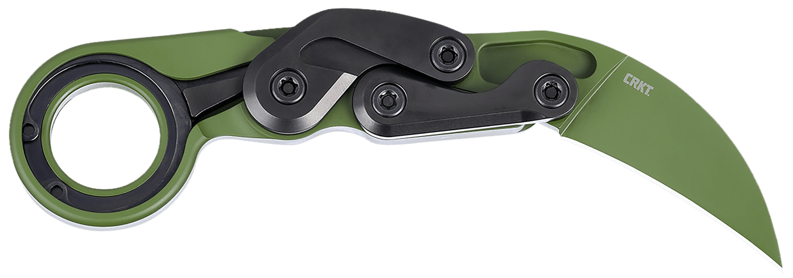 CRKT 4040BG Provoke  2.41" Folding Karambit Plain Bright Green Cerakote D2 Steel, Blade Bright Green Cerakote Aluminum Handle