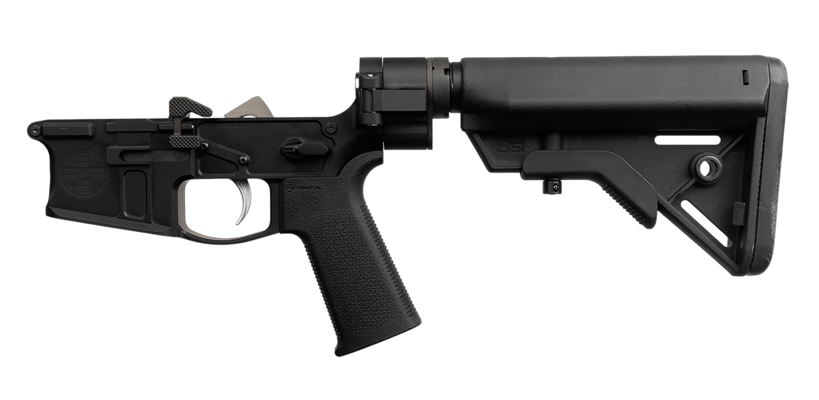 Shield Arms SA-SA15FB SA-15 Complete Lower Receiver Multi Aluminum Black Anodized B5 Systems Bravo for AR-15