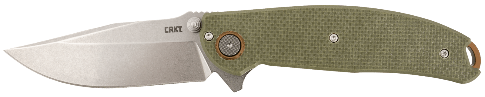 CRKT 2471 Butte  3.36" Folding Plain Stonewashed D2 Steel Blade/OD Green G10 Handle Includes Pocket Clip