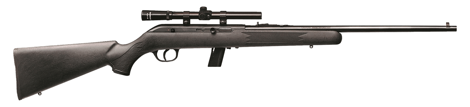 Savage Arms 40000 64 FXP Full Size 22 LR 10+1 21" Matte Black Sporter Barrel, Matte Black Grooved Carbon Steel Receiver, Matte Black Fixed Synthetic Stock, 4x15mm Scope, Right Hand