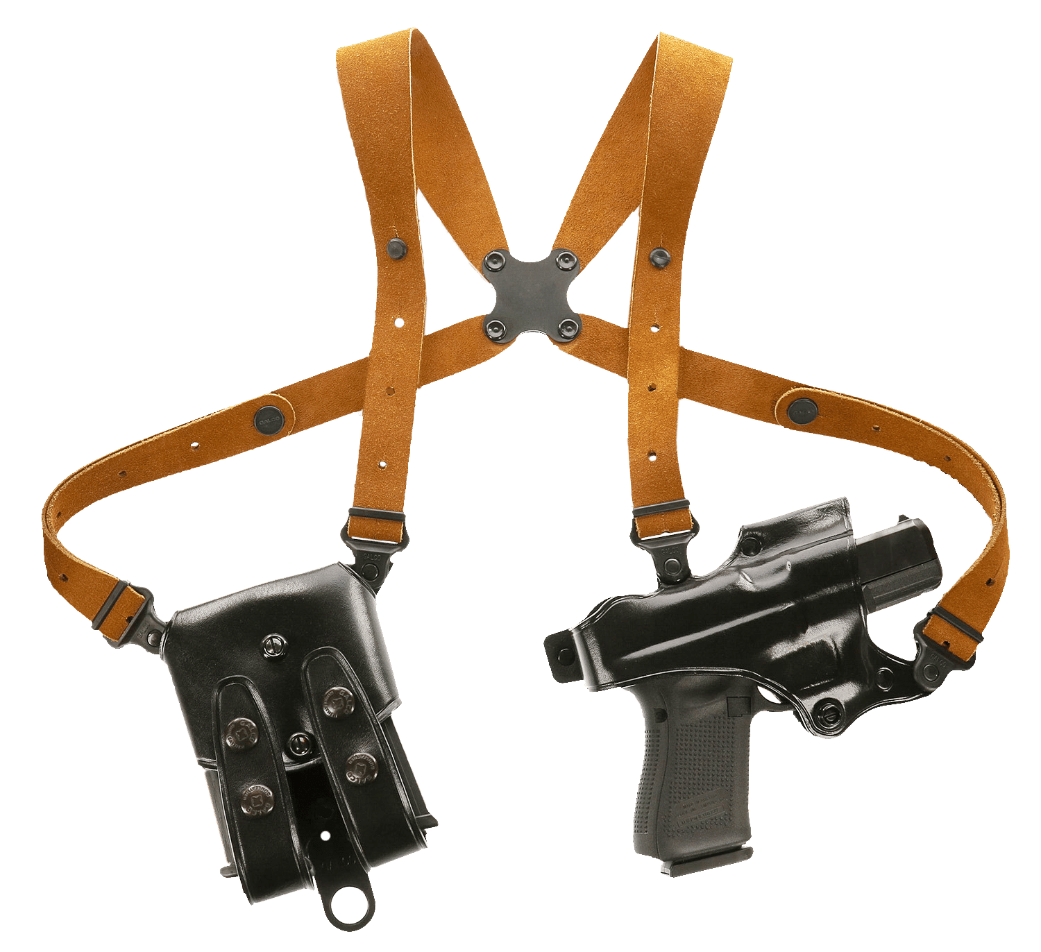 Galco JR202B Jackass Rig Shoulder System Size Fits Chest Up To 56" Black Leather Harness Fits Beretta 92F/FS Fits Taurus PT100 Right Hand