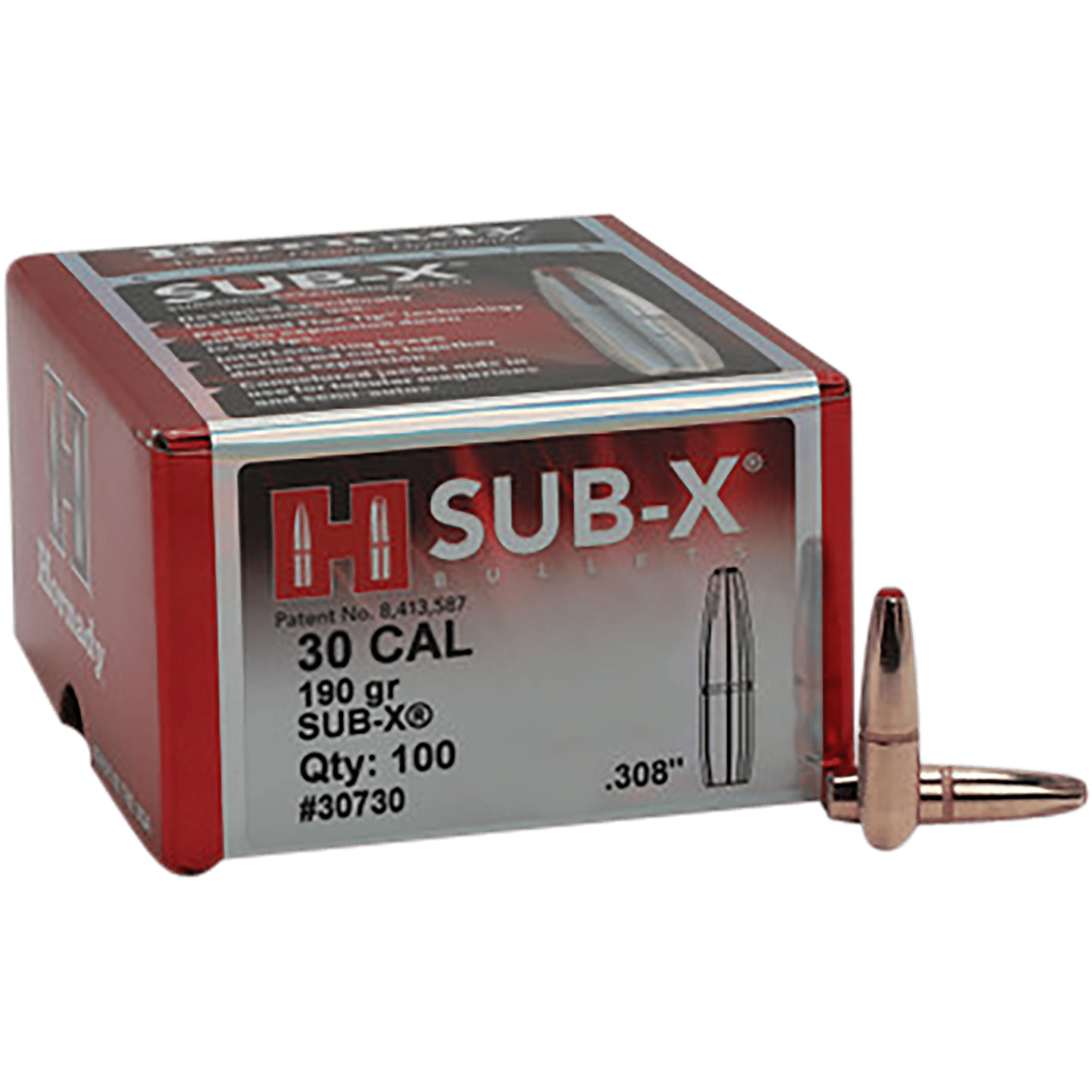 Hornady 30730 Sub-X 30 Cal .308 190 gr Subsonic eXpanding 100 Per Box/ 15 Case