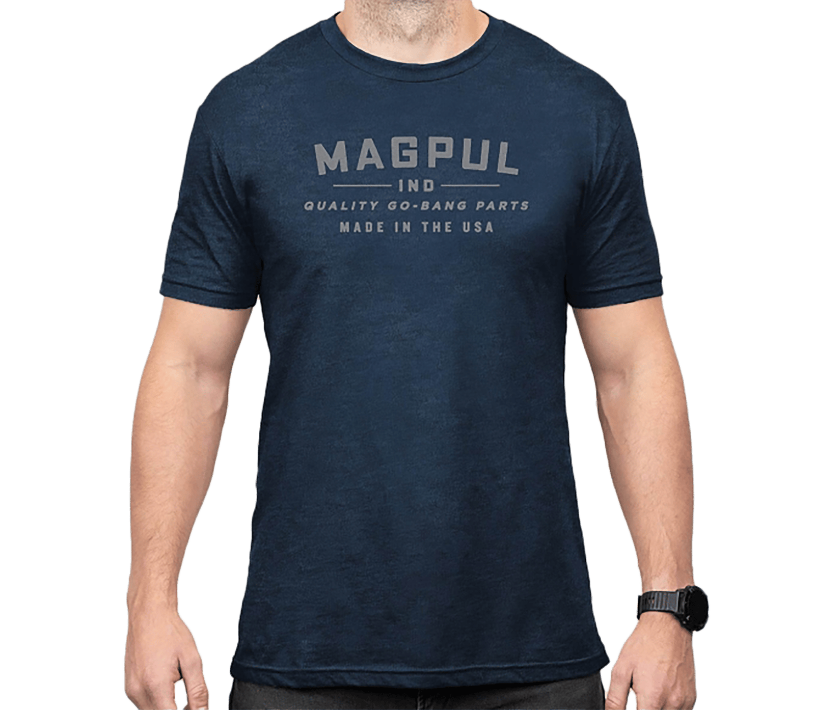 Magpul MAG1112-410-M Go Bang Parts  Navy Heather Cotton/Polyester Short Sleeve Medium