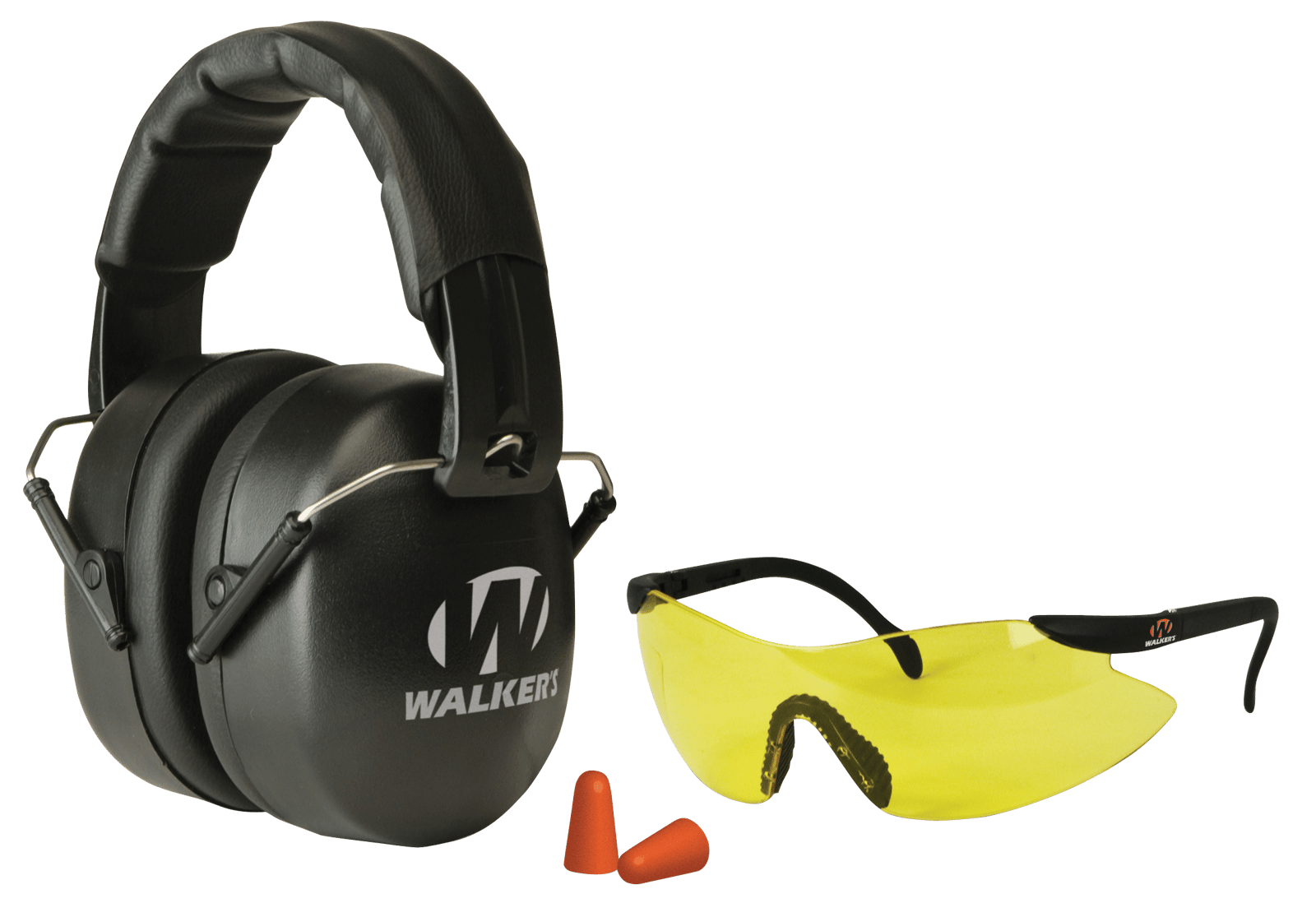Walker's GWPFM3GFP EXT Range Shooting Muff Combo Kit Includes Foam Ear Plugs, 31 db Over the Head Shooting Muff, Sport Glasses w/Polycarbonate Lens