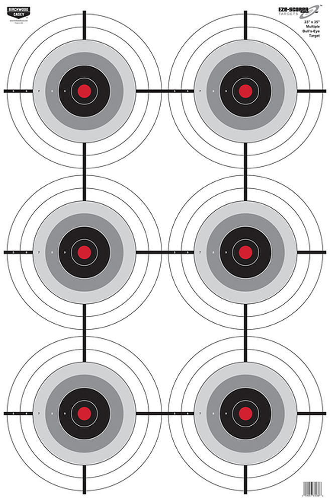 Birchwood Casey 37038 EZE-Scorer  6-Bullseye Paper Target 23" x 35" 100 Per Pack