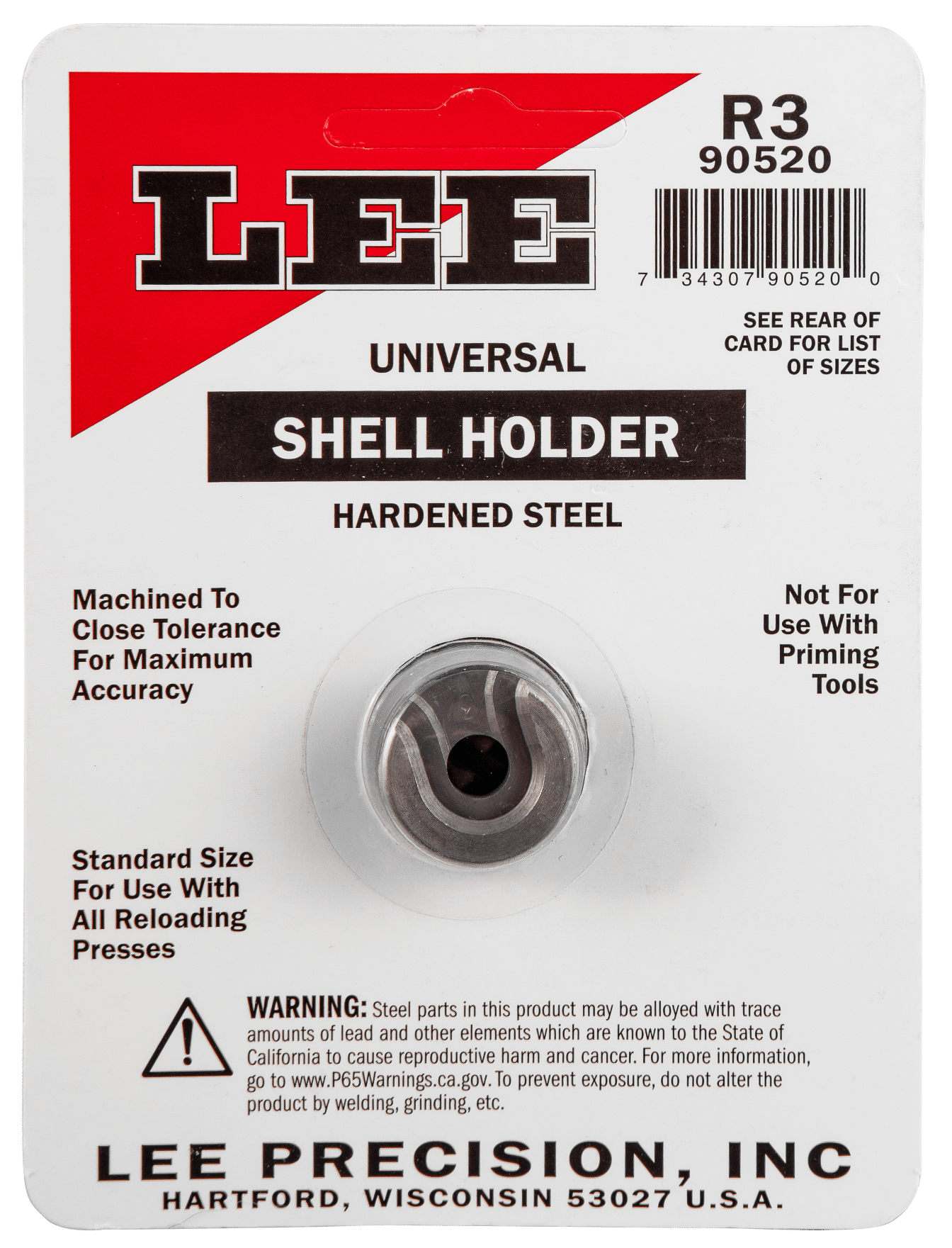 Lee Precision 90003 Shell Holder Universal #16R 500 S&W / 7.62x54 Russian