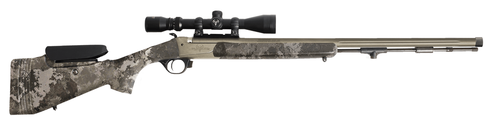 Traditions R53-746604534 Pursuit XT Pro w/Optics 50 Cal 26" Tungsten Cerakote Fluted/Threaded w/VAPR Twist Barrel, Veil Alpine Synthetic Stock w/Adj Cheek Piece & LOP 3.5-10x44mm Duplex