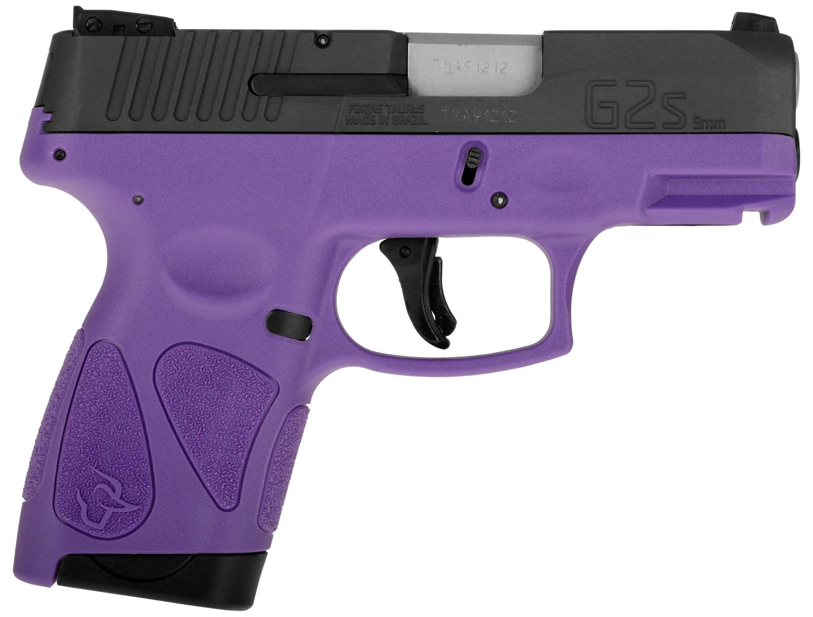 Taurus 1-G2S931DP G2S  Compact Frame 9mm Luger 7+1 3.26" Matte Stainless Steel Barrel, Matte Black Serrated Alloy Steel Slide, Dark Purple Polymer Frame w/Picatinny Rail & Polymer Grip, Right Hand