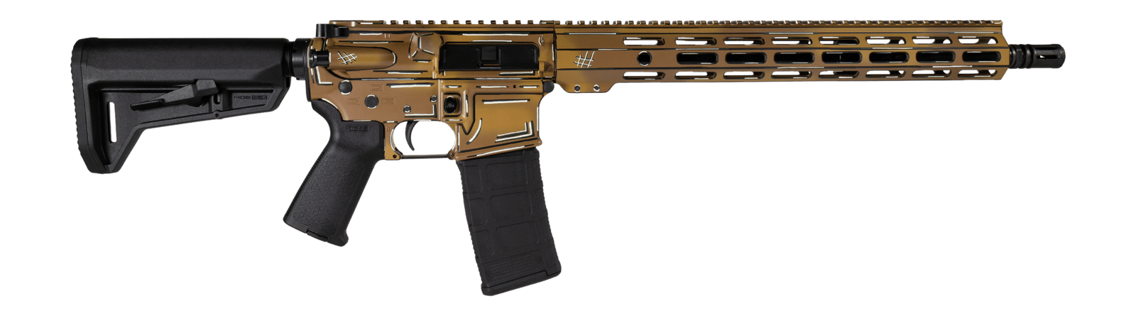 Shark Coast Tactical SCC101952AFDE Anime-15  5.56 NATO 30+1 16" Black Nitride Threaded Barrel, Flat Dark Earth Cerakote Aluminum Receiver w/Picatinny Rail, M-LOK Handguard, Magpul Collapsible Black Po