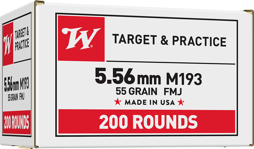 Winchester Ammo WM193200 USA M193 5.56x45mmNATO 55gr Full Metal Jacket 200 Per Bx/4 Case *Value Pack