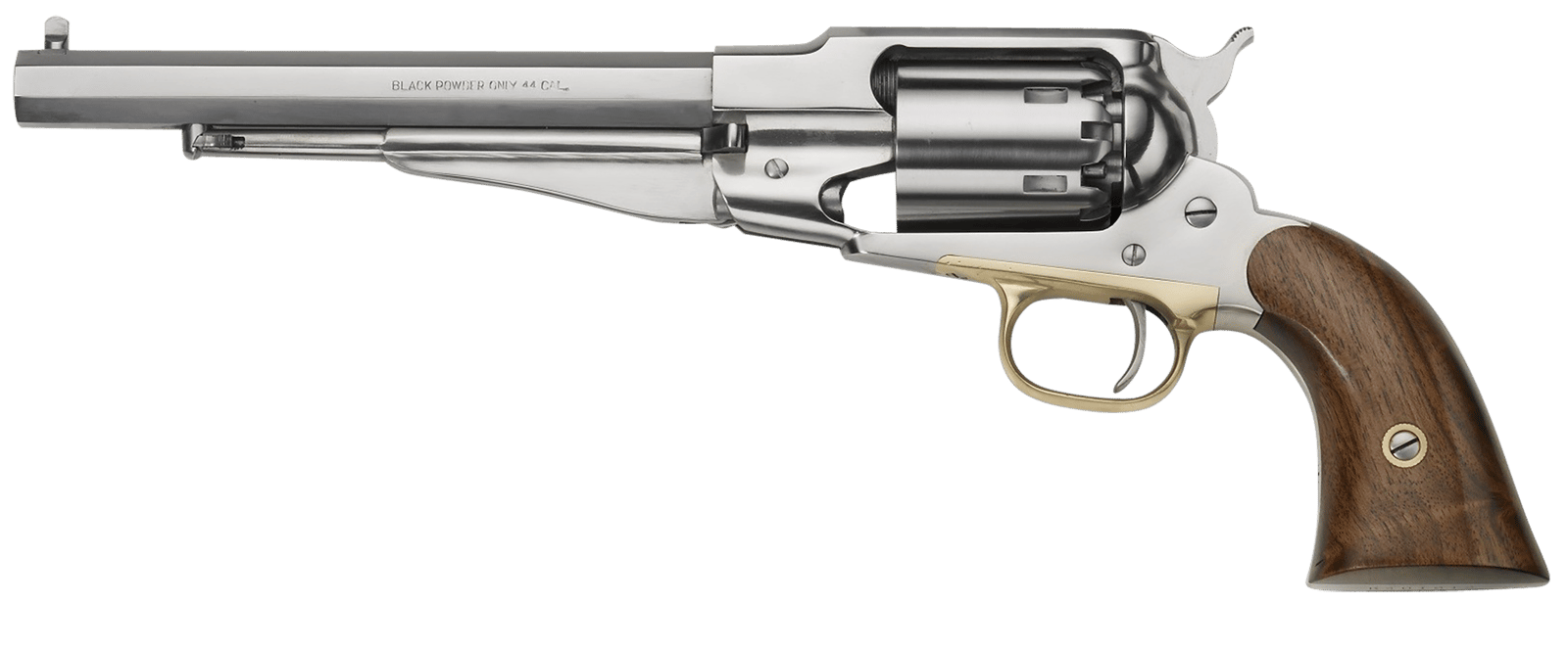 Pietta PF58SS448 1858 Remington Army 44 Cal 8" 6rd Stainless Steel Frame, Cylinder & Octagon Barrel, Walnut Grip, Brass Trigger Guard
