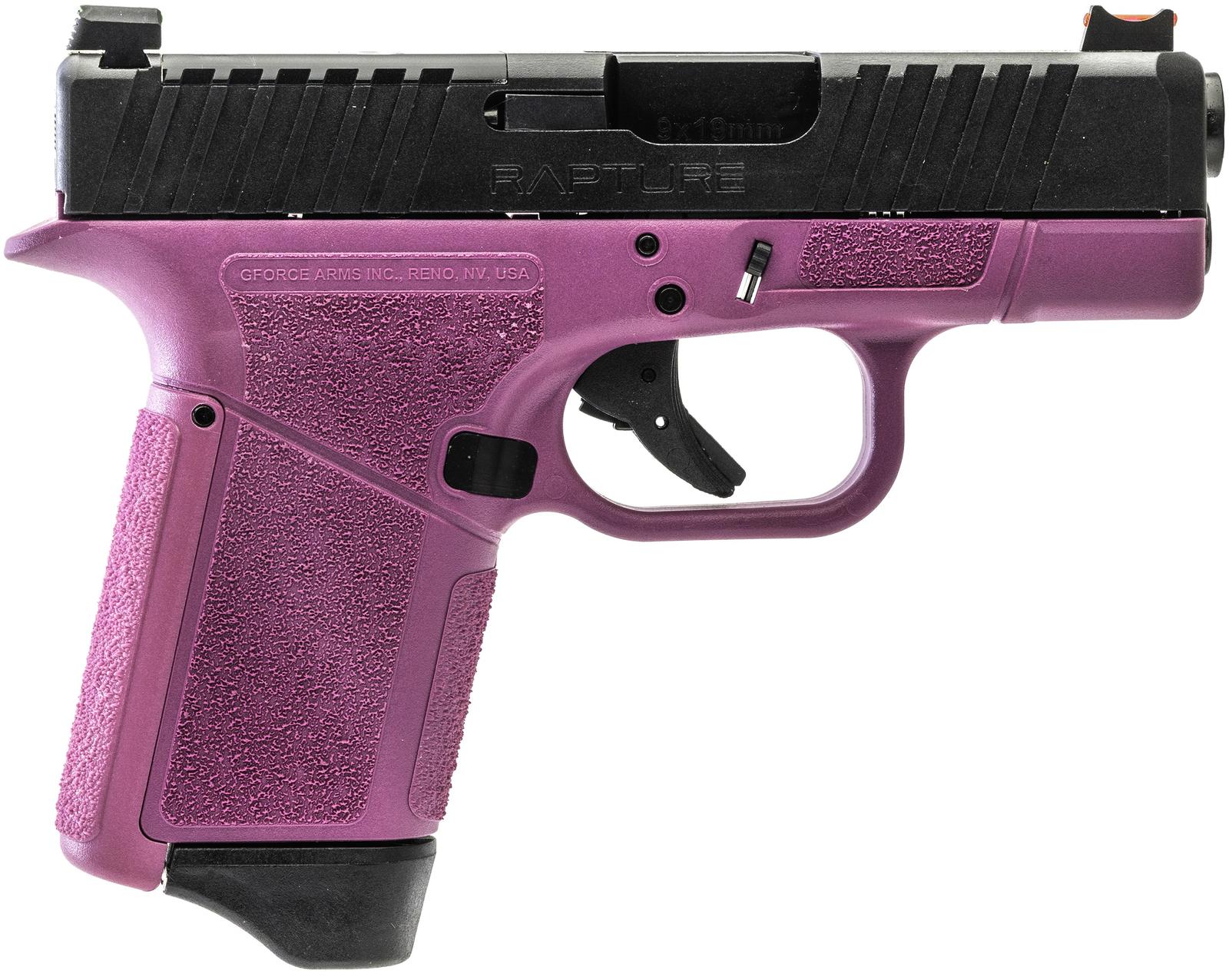 Gforce Arms GF932512PIB Rapture  Sub-Compact Frame 9mm Luger 12+1 3.25" Black Steel Barrel, Black Steel Optic Cut/Serrated Slide, Pink Cerakote Polymer Frame, Shield RMSc/RMR Footprint