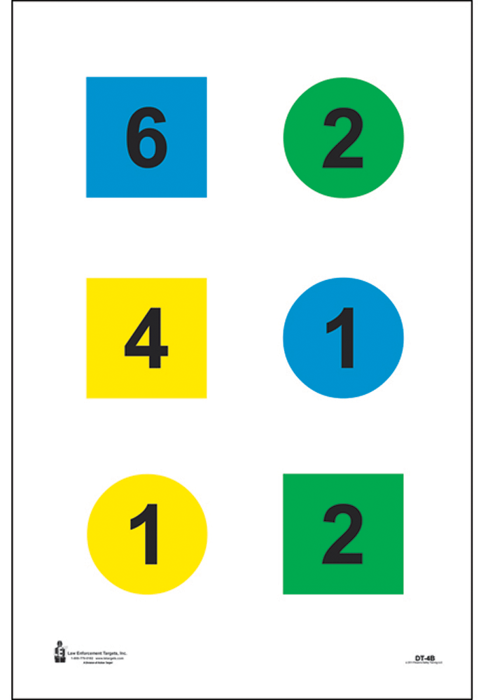 Action Target DT4B100 Training Discretionary Command Circle/Square Paper 23" x 35" Multi-Color 100 Per Box