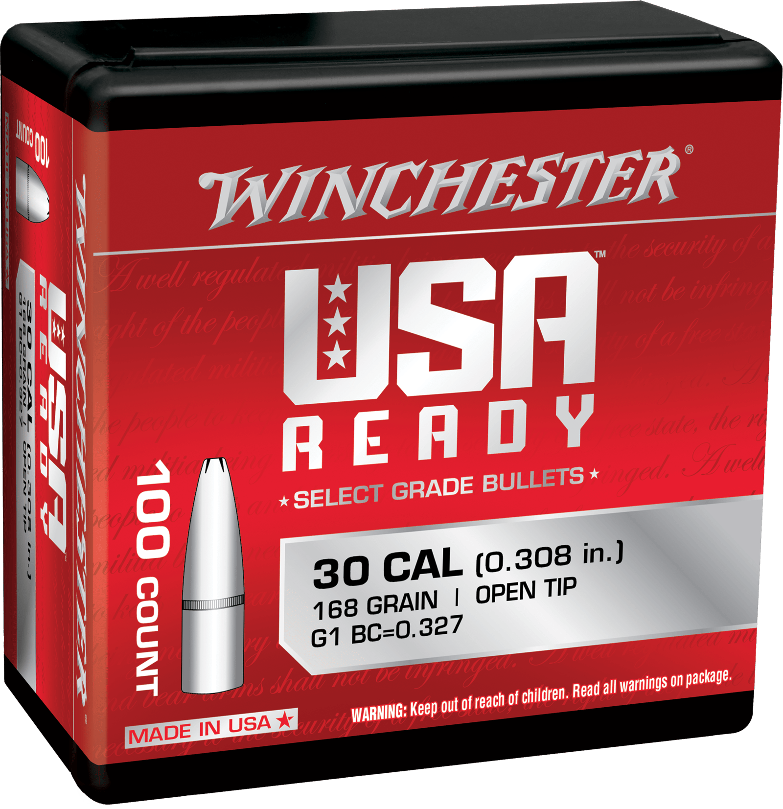 Winchester Ammo WBR30168 Centerfire Rifle  308Win 168gr Open Tip 100 Per Box/10 Case
