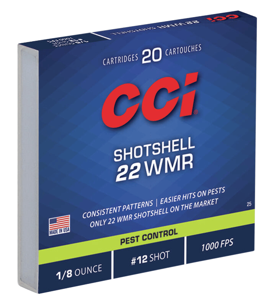 CCI 0025 Pest Control Shotshell 22WMR 52gr #12Shot 20 Per Box/100 Case