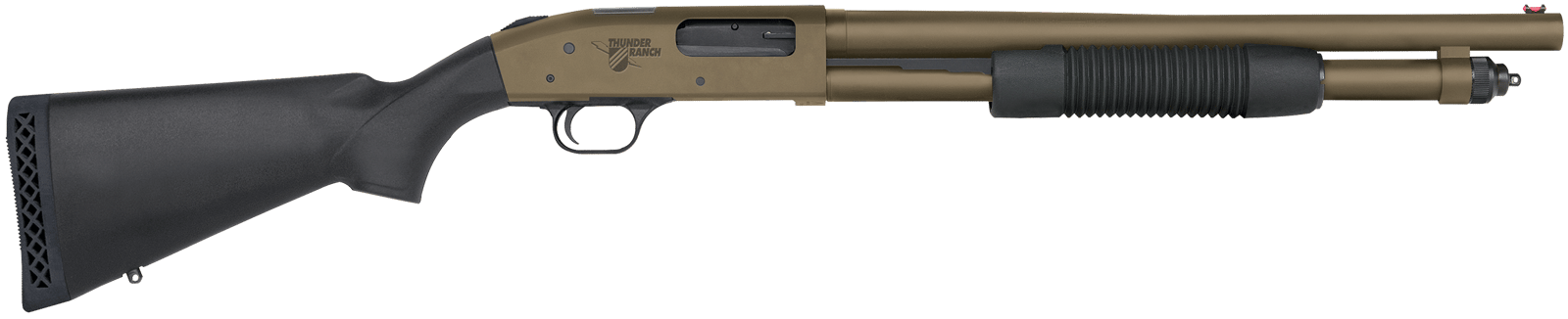 Mossberg 50781 590 Thunder Ranch 12 Gauge 5+1 3" 18.50" Cylinder Bore, Patriot Brown Barrel/ Optic Cut Rec, Black Synthetic Furniture, Fiber Optic Sight