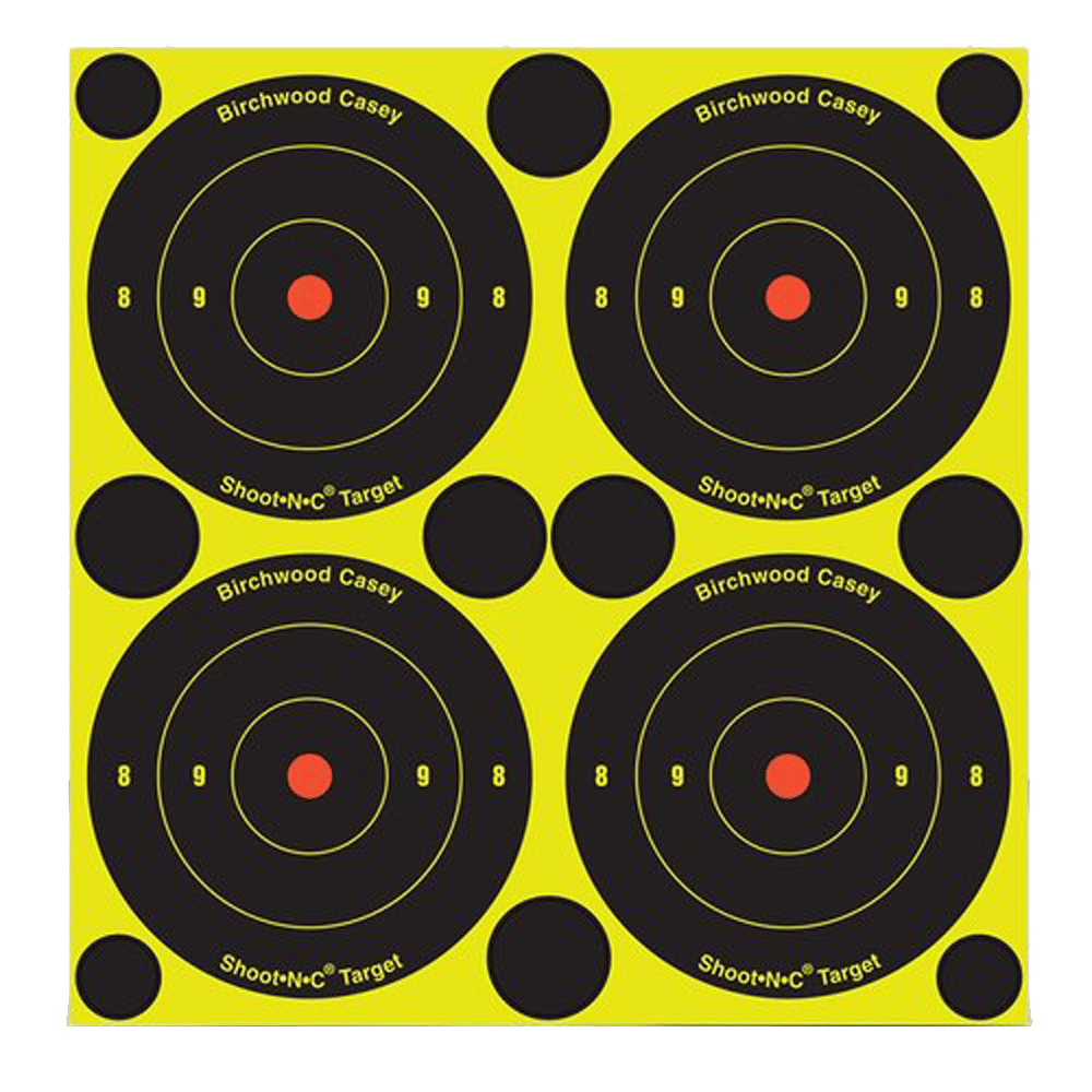 Birchwood Casey 34315 Shoot-N-C Reactive Target Self-Adhesive Paper Black/Yellow 3" Bullseye 12 Pack