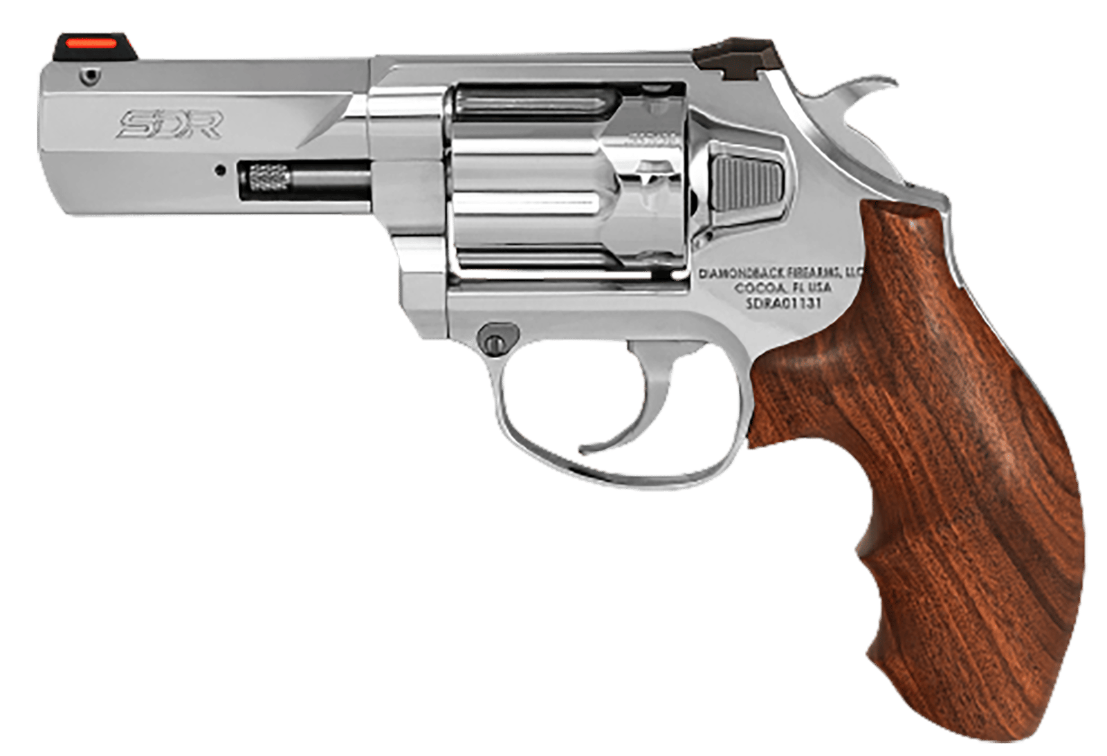 Diamondback DB075AS703 SDR  Sports South Exclusive 357 Mag/38 Special +P 6 Shot 3" Polished Stainless Steel Barrel, Cylinder & Frame, Hogue Wood Grip, Exposed Hammer