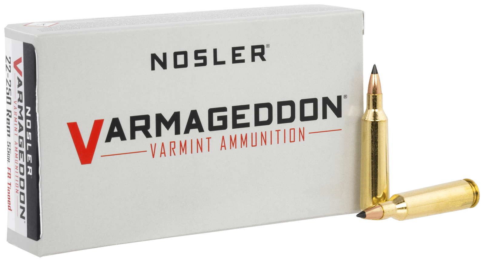 Nosler 65155 Varmageddon  22-250Rem 55gr Flat Base Tipped 20 Per Box/10 Case
