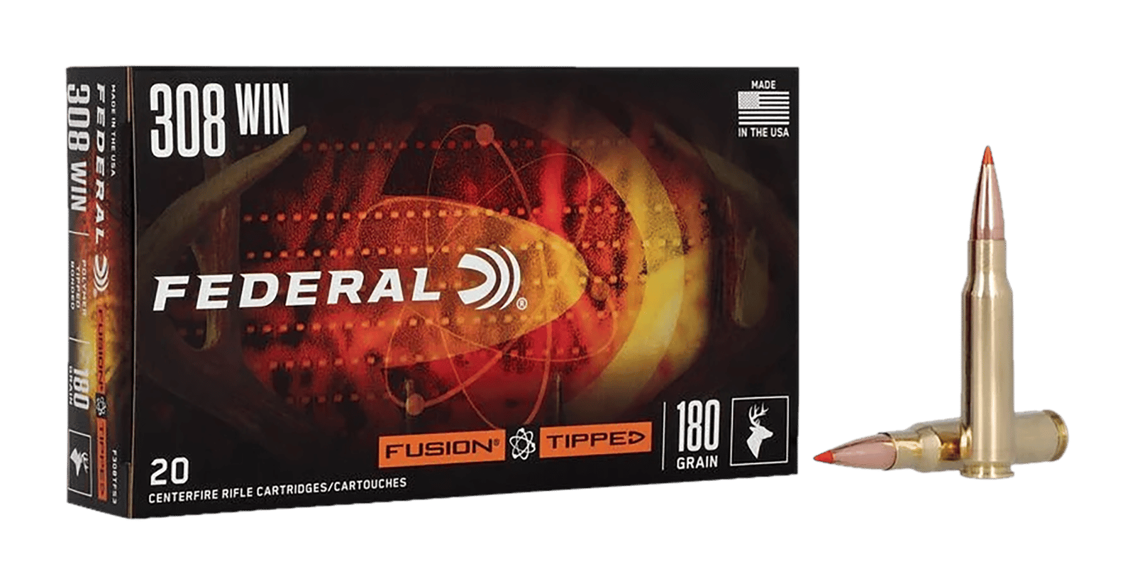 Federal F308TFS3 Fusion  308Win 180gr Bonded Soft Point 20 Per Box/10 Case