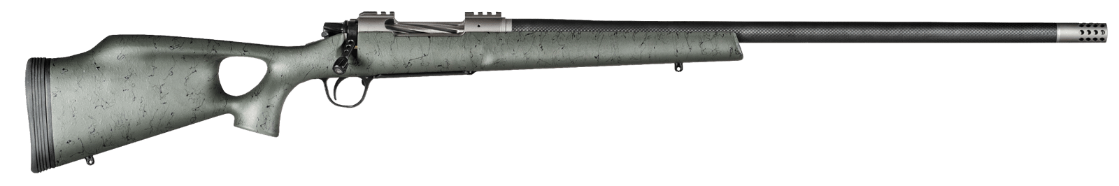 Christensen Arms CA10269315322 Summit TI  Full Size 7mm Rem Mag 3+1, 26" Natural Titanium Steel Threaded Barrel, Natural Titanium Aluminum Receiver, Green w/Black Webbing Fixed Thumbhole Stock