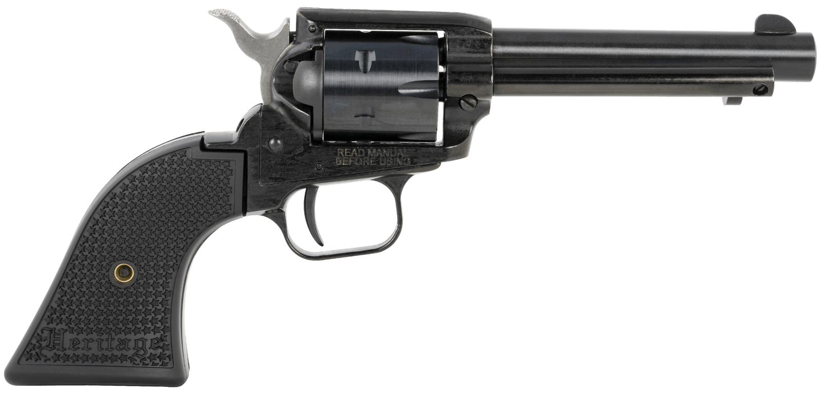 Heritage Mfg RR22B4PG Rough Rider  22 LR 6 Shot, 4.75" Black Steel Barrel, Black Cerakote Zinc Alloy Frame, Black Cerakote Cylinder, Black Polymer Grip, Hammer/Thumb Safety, Exposed Hammer