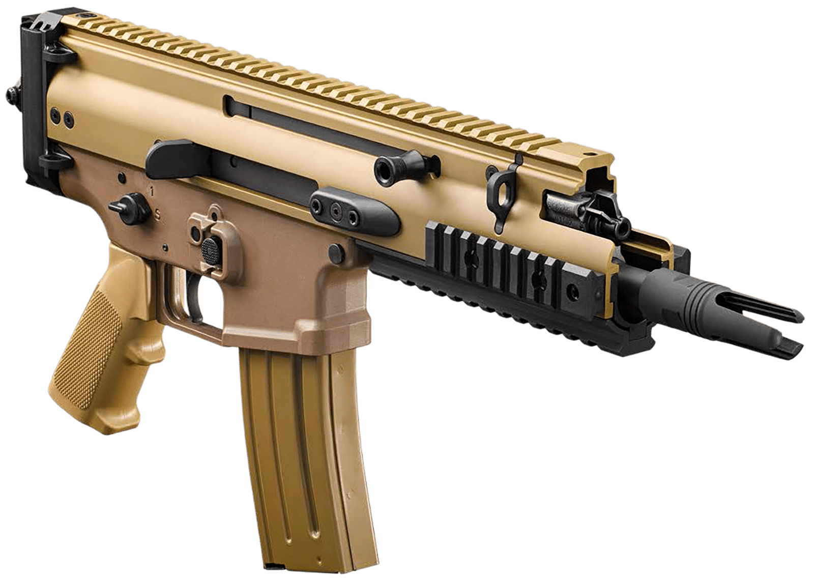 FN 38101243 SCAR 15P 300 Blackout 30+1 7.50" Chrome Lined Steel Barrel, Flat Dark Earth Anodized Aluminum Picatinny Rail Receiver, FDE Polymer Grip, Ambidextrous