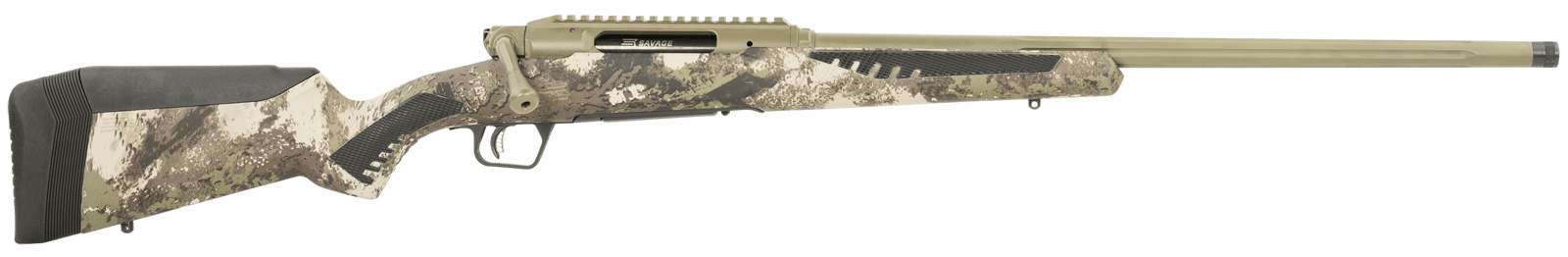 Savage Arms 58023 Impulse Big Game 243 Win 4+1 22" Threaded, Hazel Green Barrel/Rec, Woodland Camo AccuStock with AccuFit, Includes Detachable Box Mag