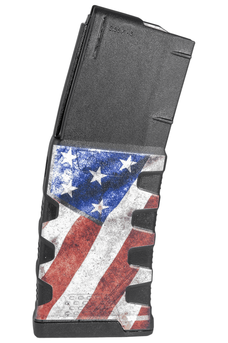 Mission First Tactical EXDPM556AFM1 Extreme Duty  30rd 223 Rem/5.56x45mm Fits AR-15/M4 Black w/American Flag M1 Polymer