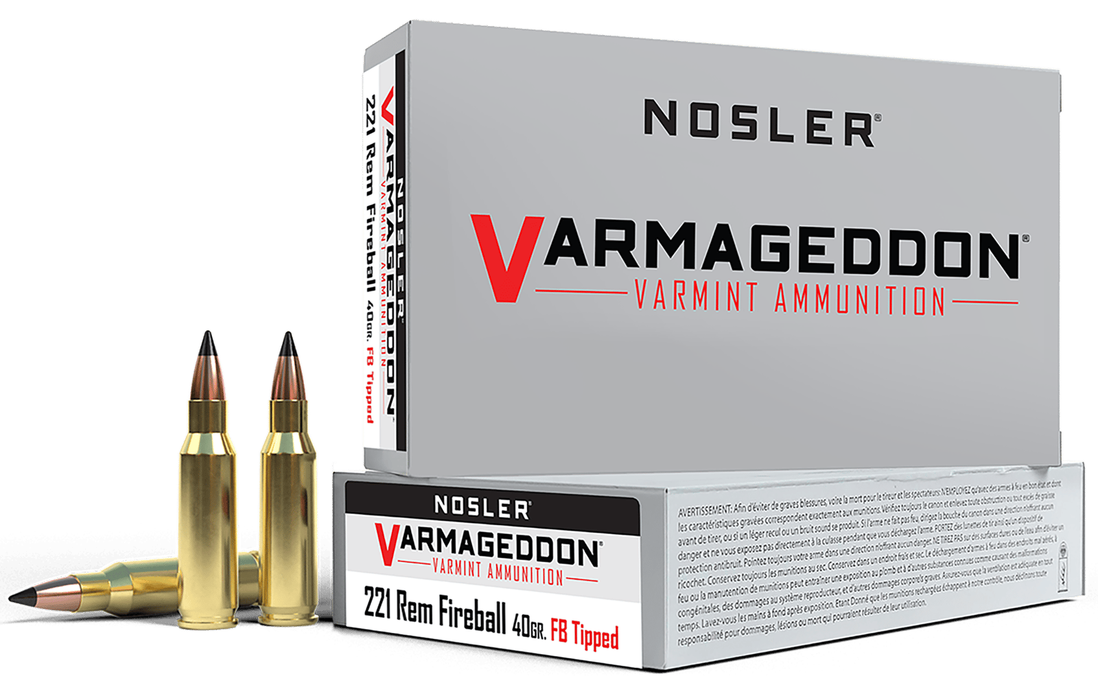 Nosler 65125 Varmageddon  221RemFireball 40gr Flat Base Tipped 20 Per Box/20 Case