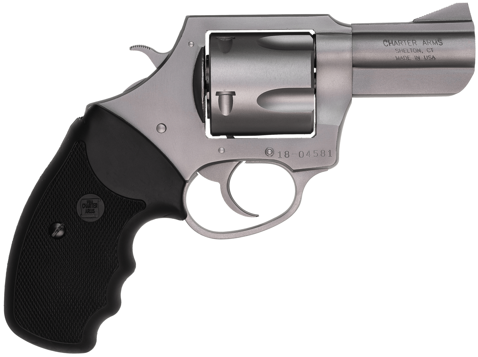 Charter Arms 74530 Bulldog  Extra Large 45 Colt (LC), 5 Shot 2.50" Matte Stainless Steel Barrel, Cylinder & Frame w/Black Finger Grooved Rubber Grip